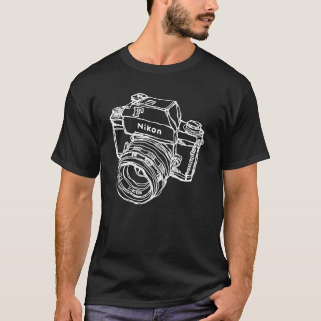 Nikon F Classic Film Camera Illustration WHITE für T-Shirt (Vorderseite)