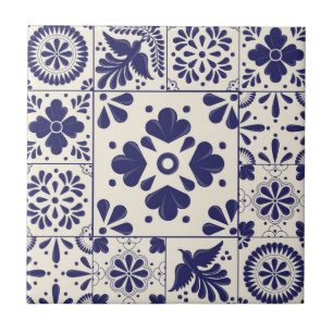 Nil Blue Mexican Traditional Floral Talavera Fliese