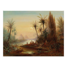 Nil-Fluss-Sonnenuntergang-Malerei Romantische Vint