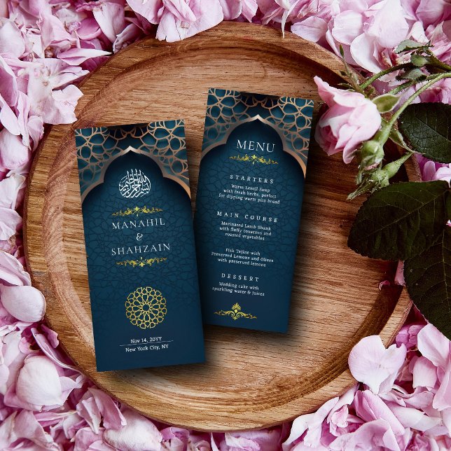 Nile Blue Islamic 3D Arch Elegante muslimische Hoc Menükarte (Von Creator hochgeladen)