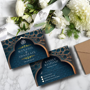Nile Blue Islamic 3D Arch Elegante muslimische Hoc RSVP Karte