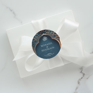 Nile Blue Islamic 3D Arch Elegante Wedding Gefalle Runder Aufkleber