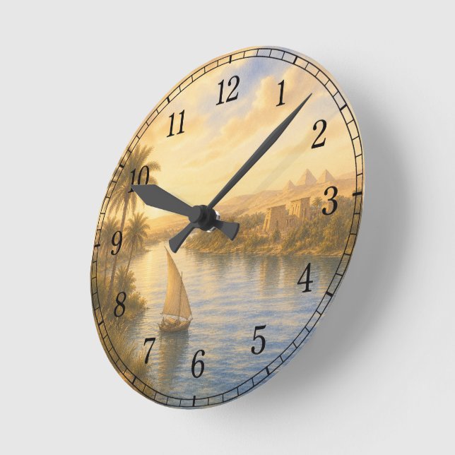 Nile River Wall Clock — Landscape Design Runde Wanduhr (Winkel)