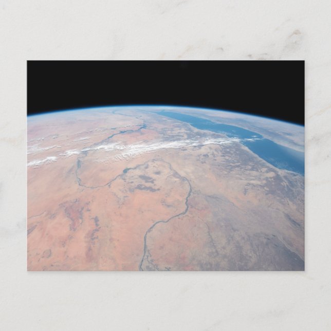 Nile River Winding Northward neben dem Roten Meer Postkarte (Vorderseite)