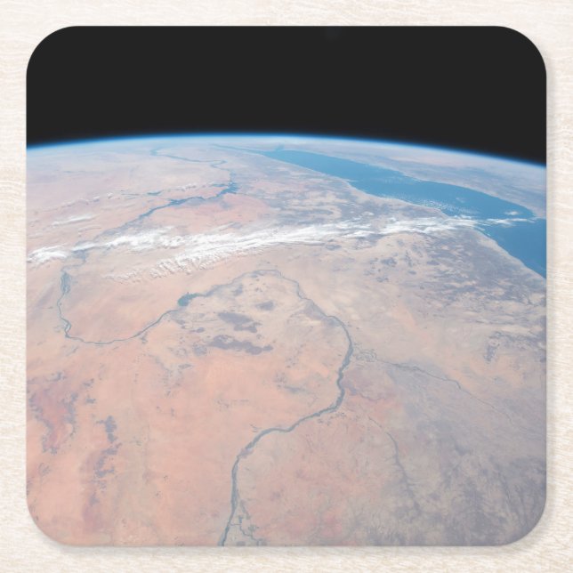 Nile River Winding Northward neben dem Roten Meer Rechteckiger Pappuntersetzer (Vorderseite)