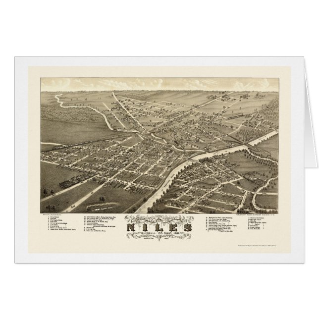 Niles, panoramische Karte OH- - 1882 (Vorderseite (Horizontal))