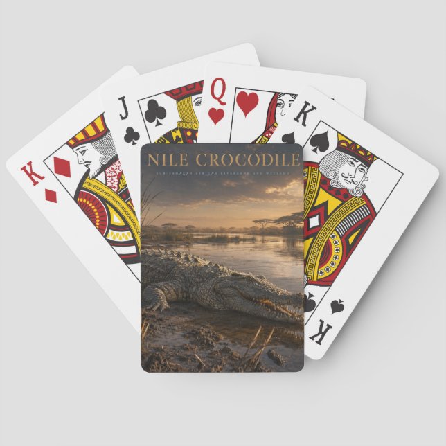 Nilkrokodil Afrikanischer Fluss TIERE Spielkarten (Rückseite)