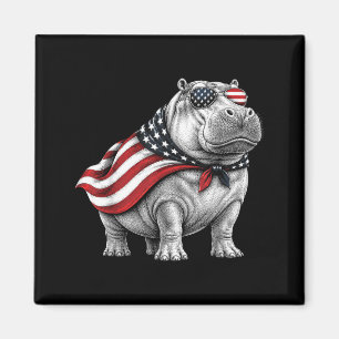 Nilpferd 4. Juli Amerikanische Flagge Patriotische Magnet
