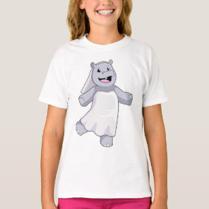 Nilpferd als Braut mit Schleier T-Shirt