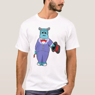 Nilpferd als Bräutigam mit Anzug und Rose T-Shirt