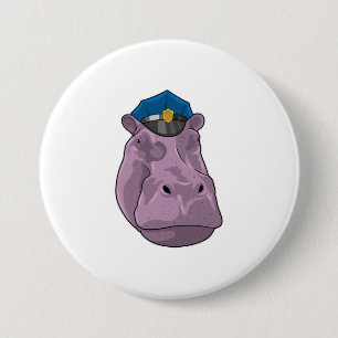 Nilpferd als Polizist Polizei Button