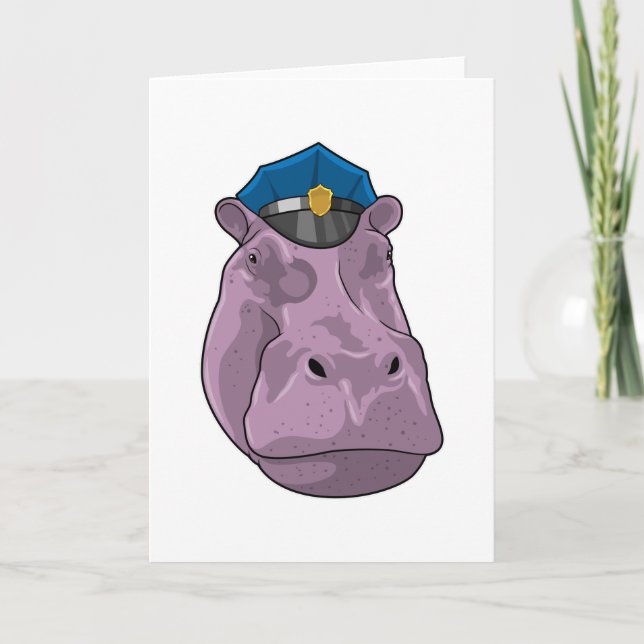Nilpferd als Polizist Polizei Karte (Vorderseite)