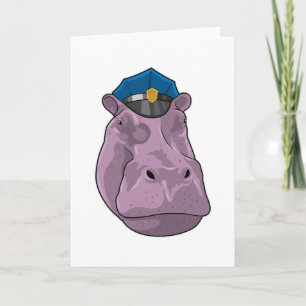 Nilpferd als Polizist Polizei Karte