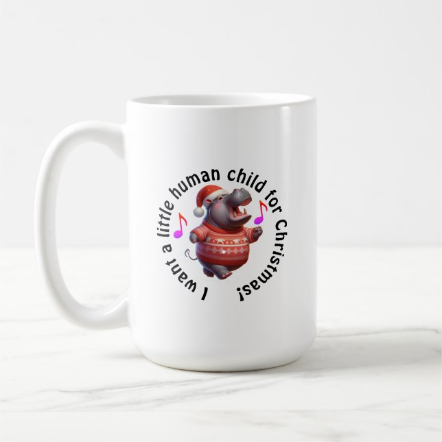 Nilpferd als Weihnachts-Spoof Kaffeetasse (Links)
