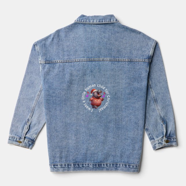 Nilpferd als Weihnachtsparodie Jeansjacke (Rückseite)