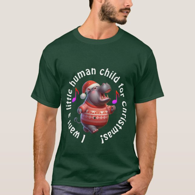 Nilpferd als Weihnachtsparodie T-Shirt (Vorderseite)