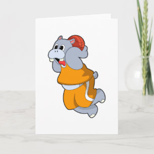 Nilpferd beim Basketball-Sport Karte