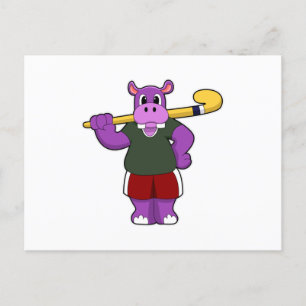 Nilpferd beim Hockey mit Hockeyschläger Postkarte