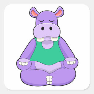 Nilpferd beim Yoga im Sitzen Quadratischer Aufkleber