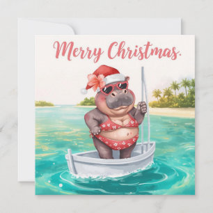 Nilpferd Bikini Weihnachten Segeln
