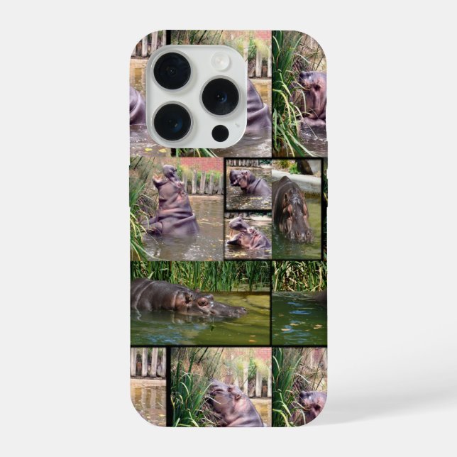 Nilpferd-Fotocollage,  iPhone Hülle (Rückseite)