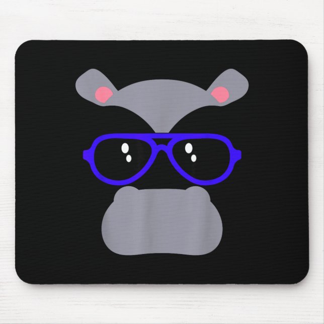 Nilpferd-Gesicht Wimpern Brille lustiges Halloween Mousepad (Vorne)
