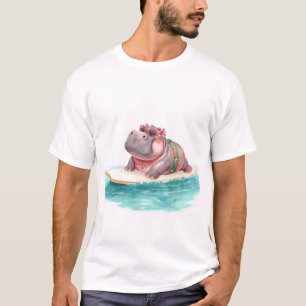 Nilpferd im Bikini auf Surfbrett T-Shirt