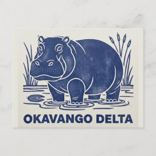 Nilpferd im Okavango-Delta Botswana Postkarte