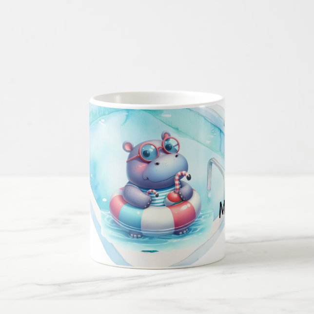 Nilpferd im Pool mit Namen Kaffeetasse (Mittel)