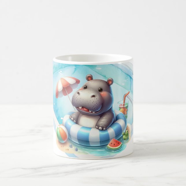 Nilpferd im Pool mit Namen Kaffeetasse (Mittel)
