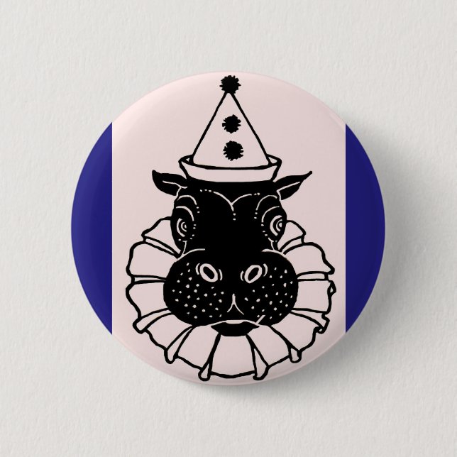 Nilpferd in einem Party Button (Vorderseite)