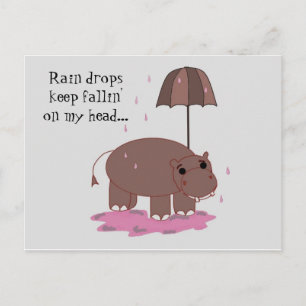 Nilpferd mit Regenschirm Postkarte