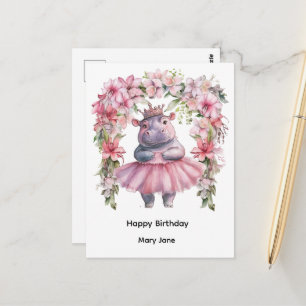 Nilpferd Prinzessin  Postkarte
