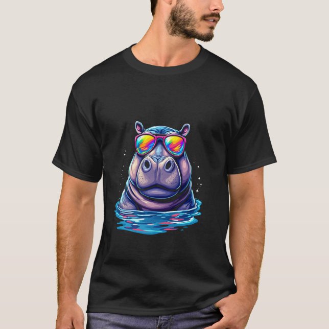Nilpferd Sonnenbrillen T-Shirt (Vorderseite)