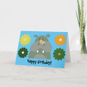 Nilpferd Spaß Schmetterling Geburtstag Feiertagskarte
