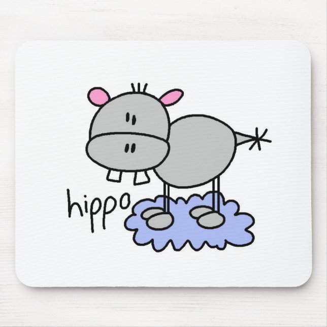 Nilpferd-Strichmännchen-Mauspad Mousepad (Vorne)