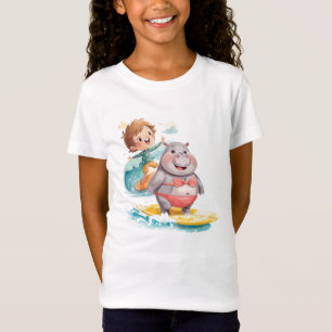 Nilpferd und Surfer surfen im Meer T-Shirt