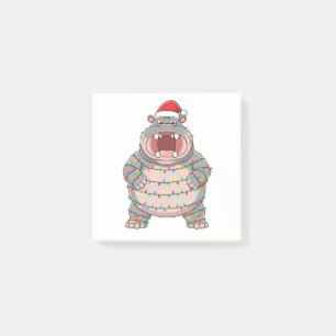 Nilpferd Weihnachtsmann Hut Weihnachtsbeleuchtung Post-it Klebezettel