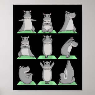 Nilpferd Yoga Pose Zen Süße Workout Übung Yogi Nil Poster