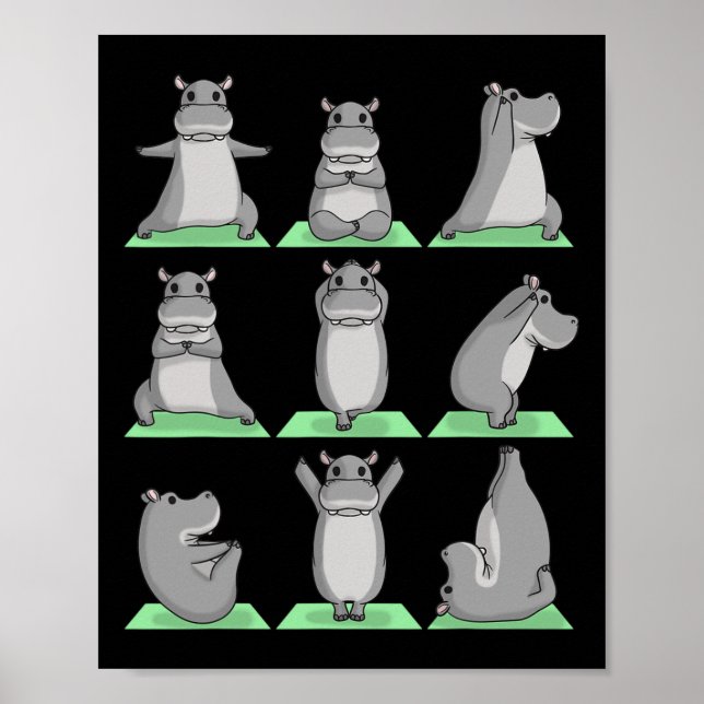 Nilpferd Yoga Pose Zen Süße Workout Übung Yogi Nil Poster (Vorne)