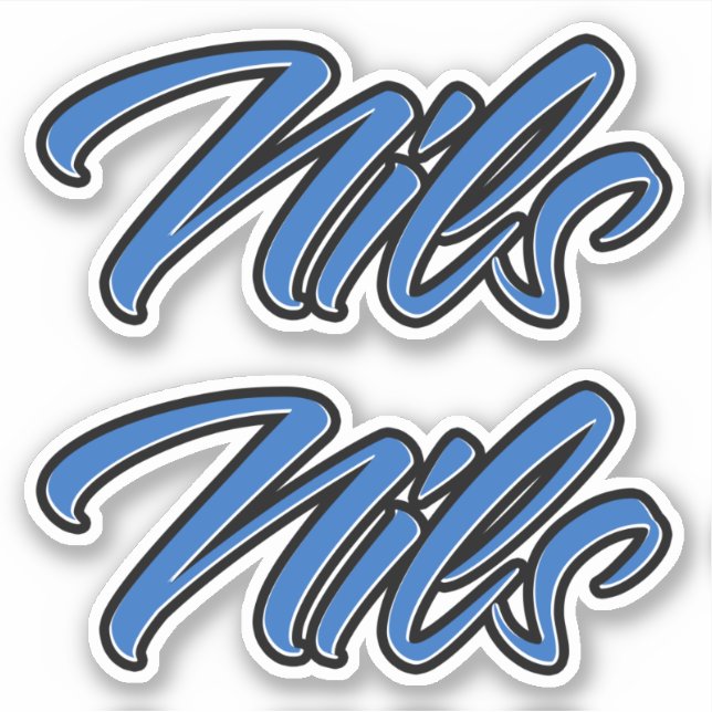Nils Name blue Aufkleber Sticker Stickerset (Vorderseite)
