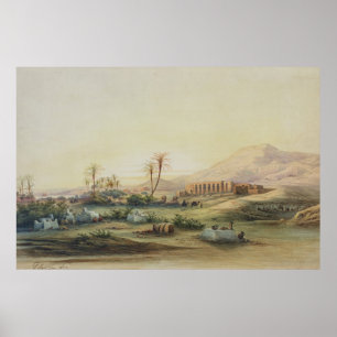 Niltal mit Ruinen des Tempels von Poster