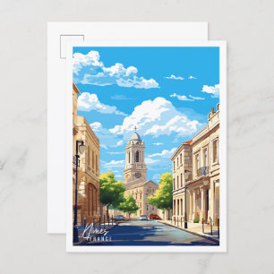 Nimes France Vintage Illustration Postkarte