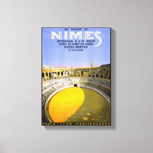 Nimes France Vintage Travel Poster Zurück Leinwanddruck
