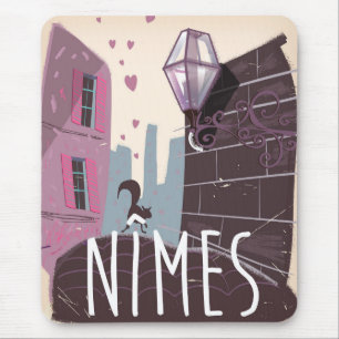 Nîmes Frankreich Cartoon-Reiseplakat Mousepad