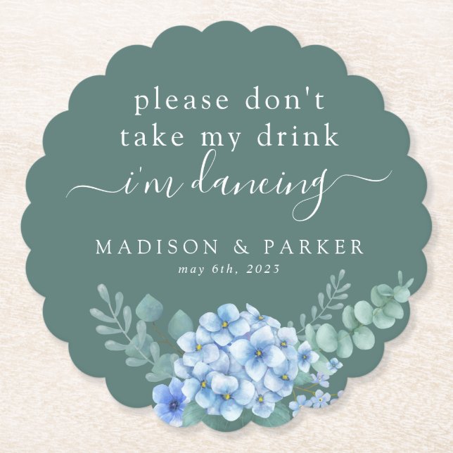 Nimm bitte meinen Drink nicht! | Blue Hydrangea Fl Untersetzer (Vorderseite)