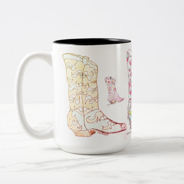 Nimm deine Heels Kaffee-Tasse auf Zweifarbige Tasse (Links)