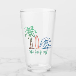 Nimm dir Zeit, um Strand-Themen-Kunst zu genießen Glas