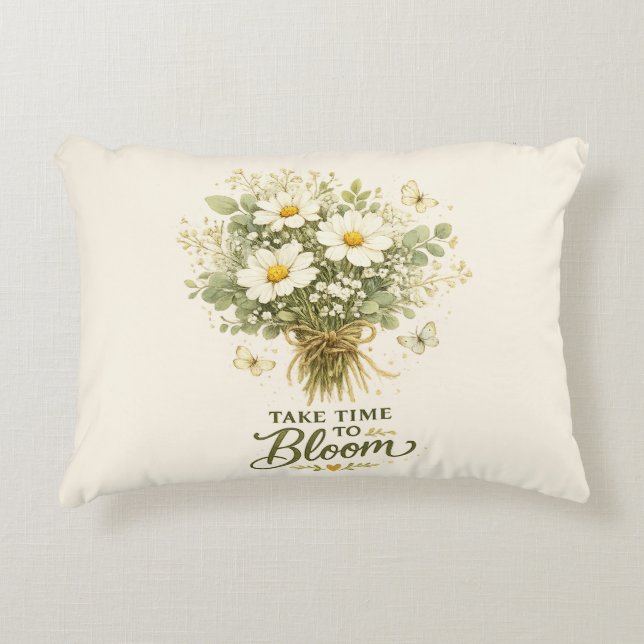 Nimm dir Zeit zum Blühen | Bouquet-Design Dekokissen (Vorderseite)