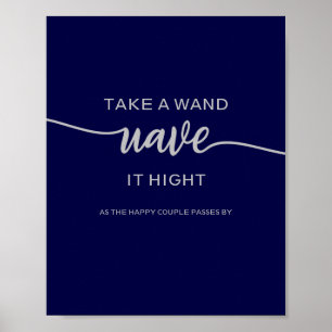 Nimm einen eleganten navyblauen silbernen Hochzeit Poster